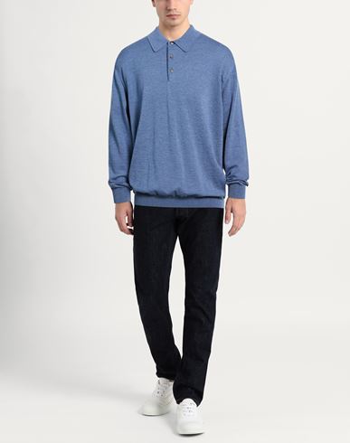Man Sweater Light blue Size 48 Virgin Wool