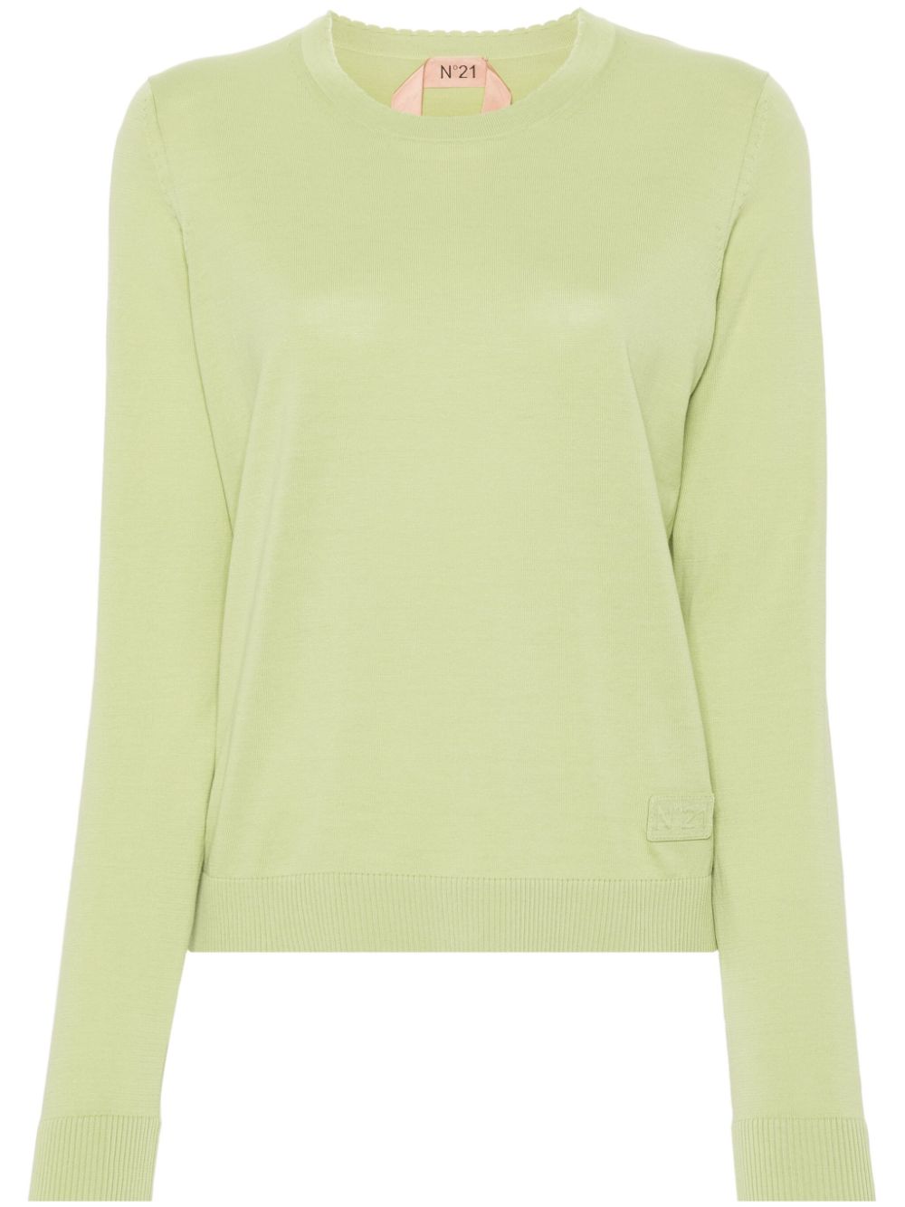 Logo-appliqué cotton jumper - Green