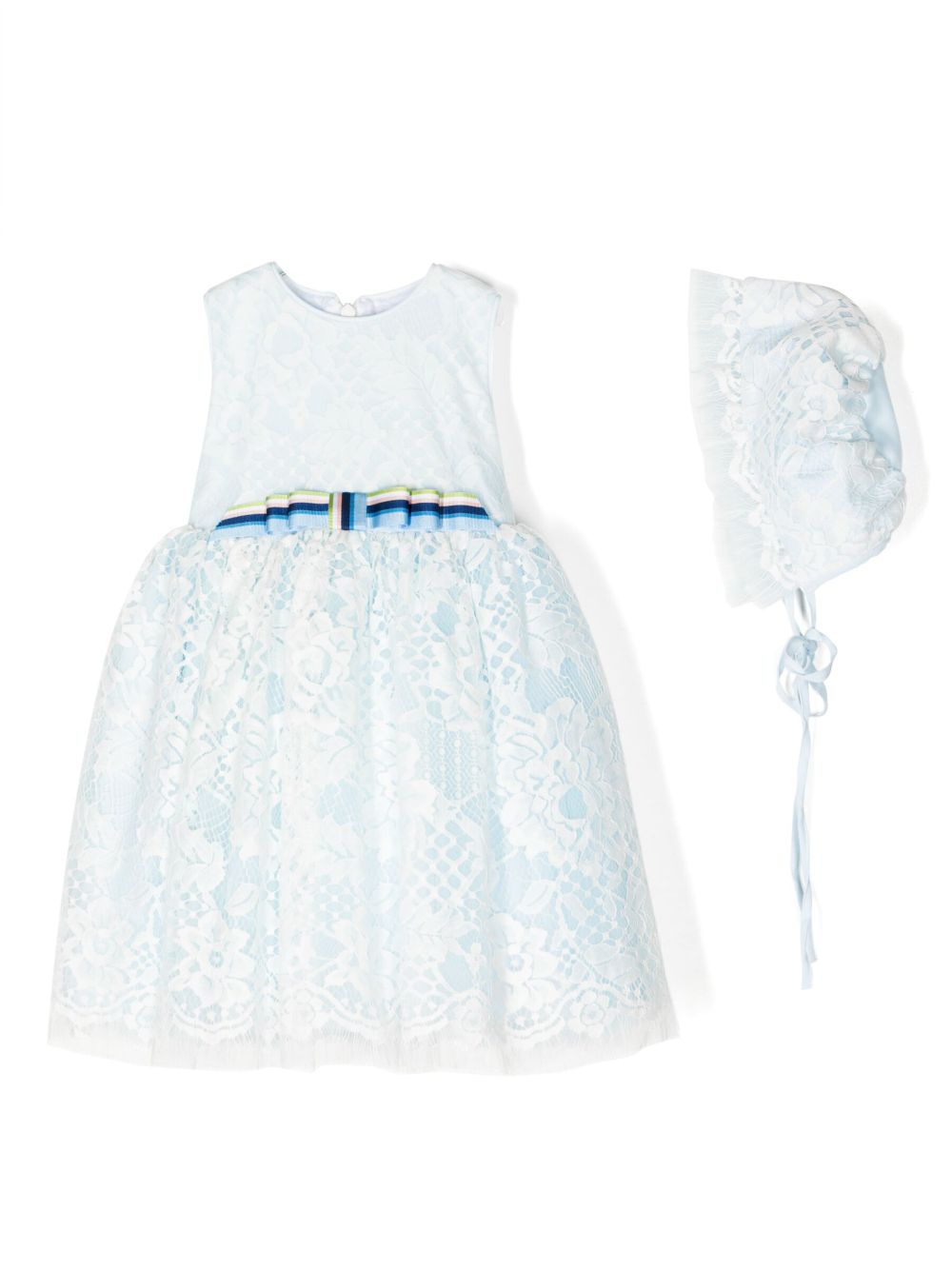 Sleeveless lace dress set - Blue