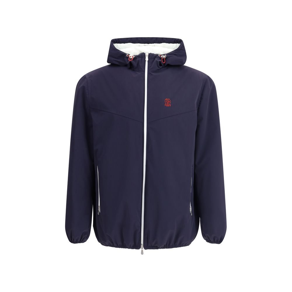 Nylon Shell Hooded Jacket — Navy