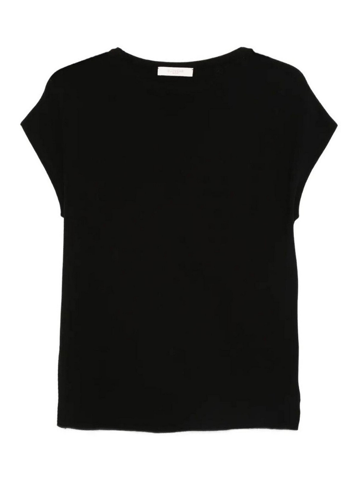 Zanone - cotton crepe blouse cap sleeves crew neck