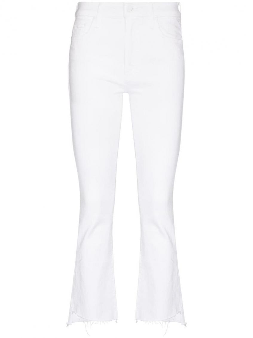 White Cropped Flared Denim Jeans
