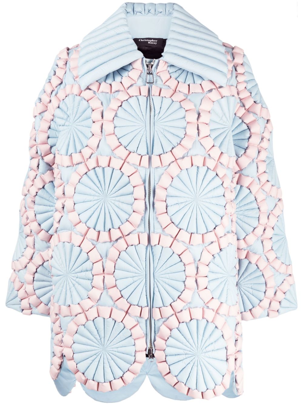 Fireworks spread-collar padded jacket - Blue