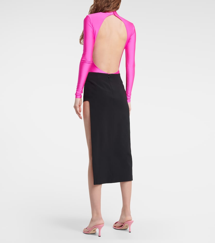 Satin cady midi skirt