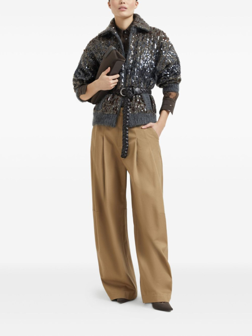 Sequin-embellished shirt - Brown