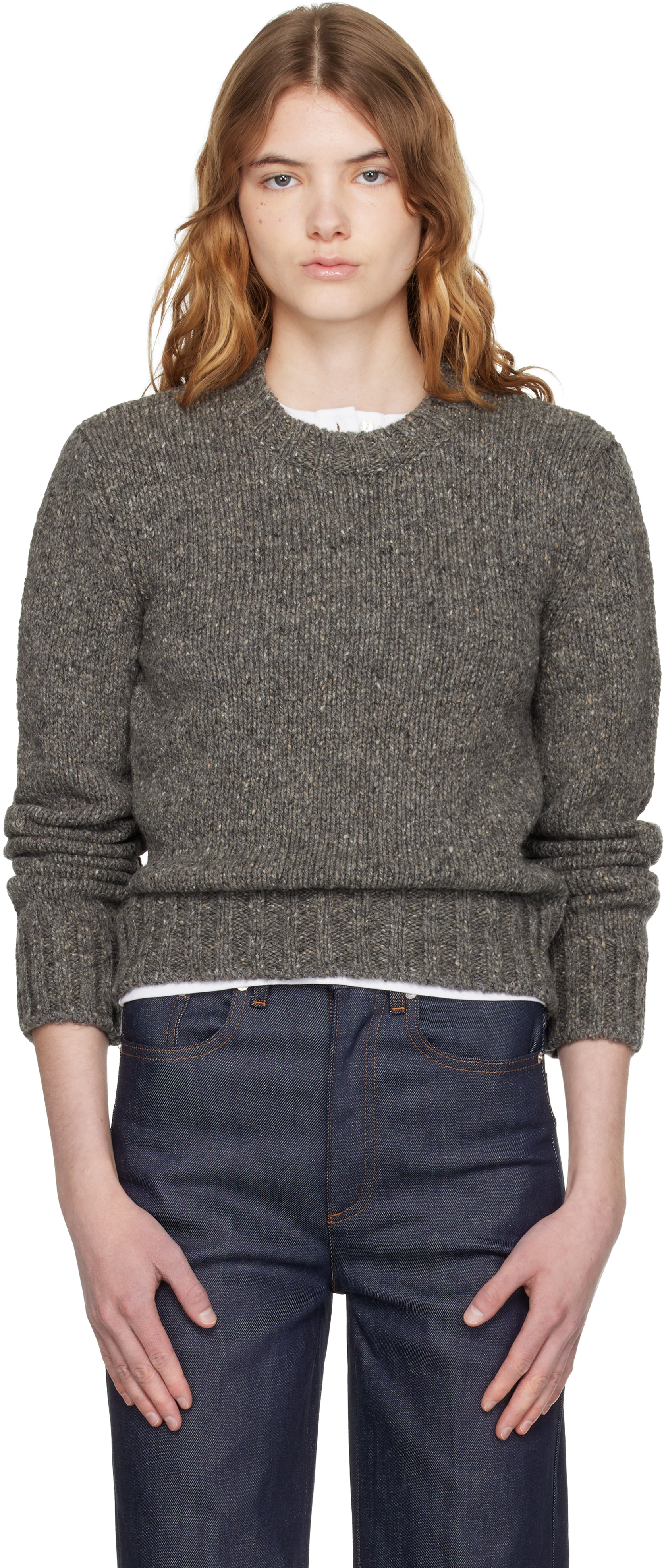 Gray Short Round Neck Sweater