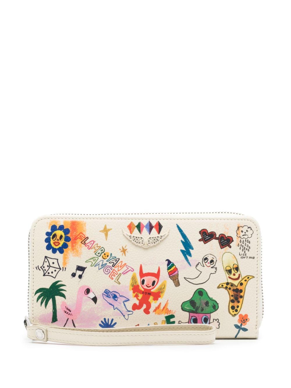 Compagnon graphic-print wallet - White