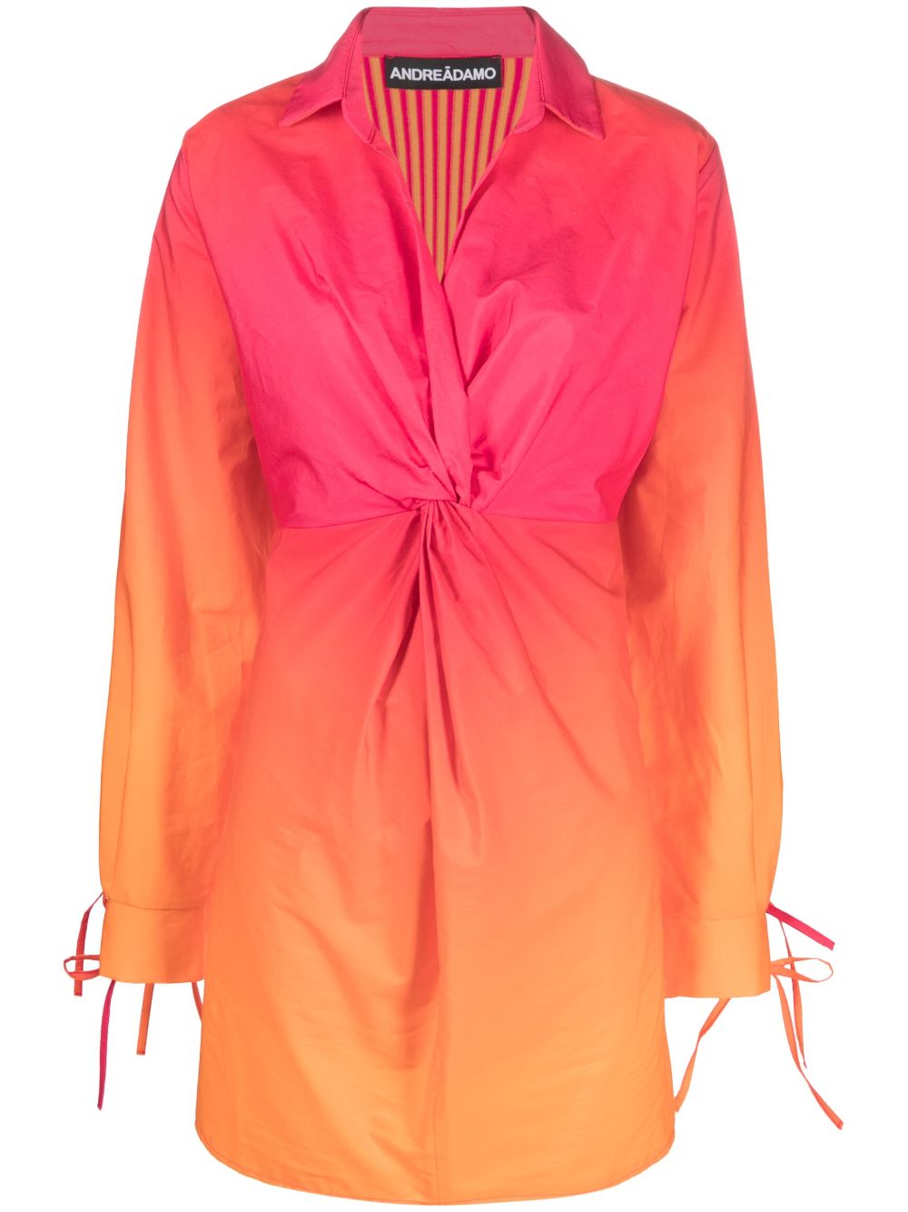 Gradient-effect gathered-detail short dress - Orange