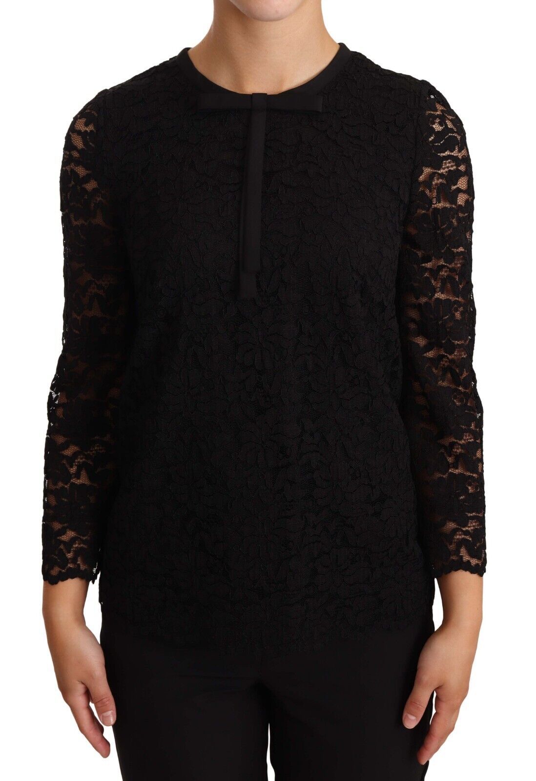 Floral Lace Blouse — Black