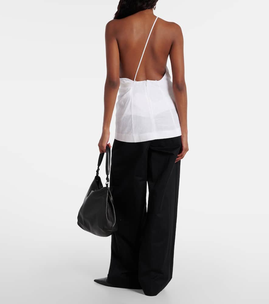 Petra one-shoulder linen top