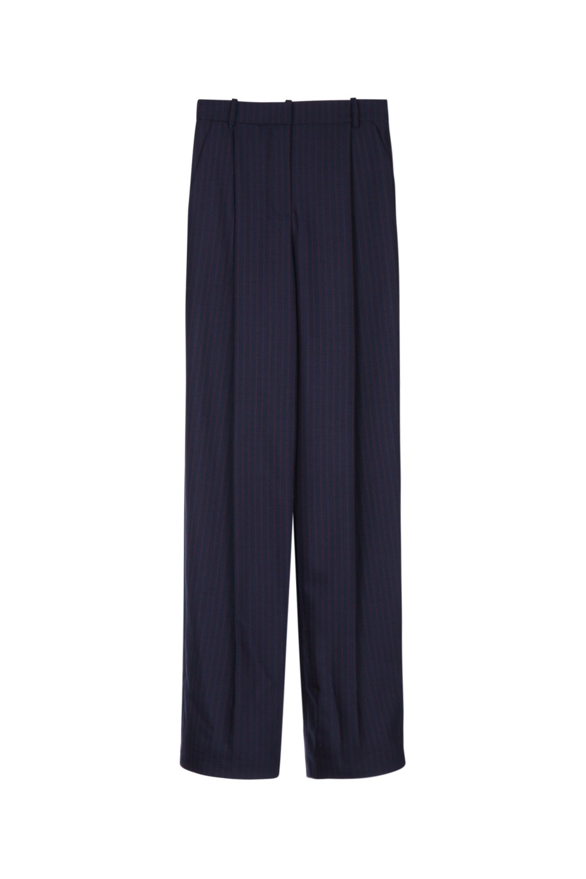 Pleated Virgin Wool Trousers — Navy