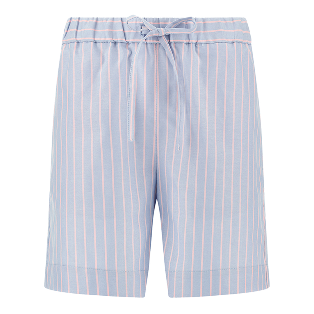 Cotton bermuda shorts with striped pattern, Woman, Rows Light Blue Pink