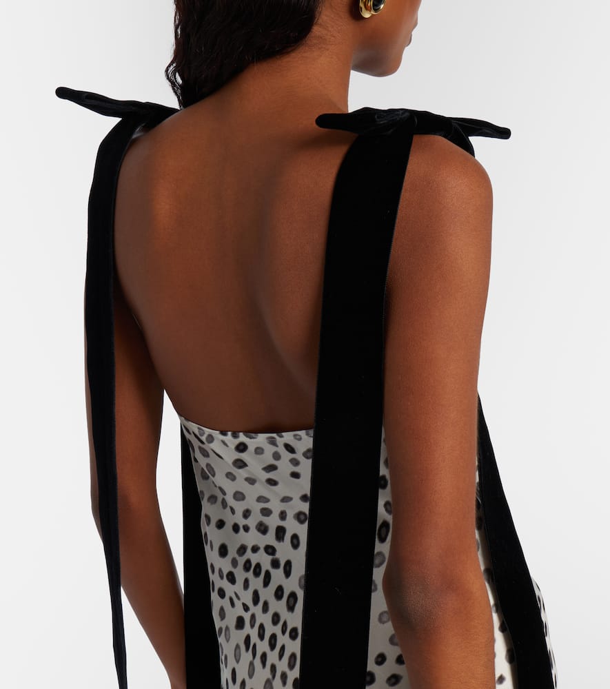 Polka-dot satin midi dress