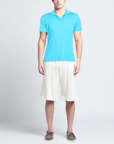 Man Polo shirt Azure Size 42 Cotton