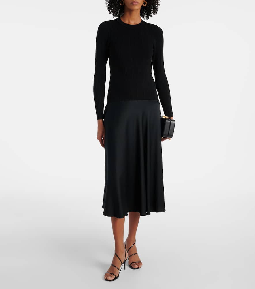 Vaughn satin-trimmed midi dress