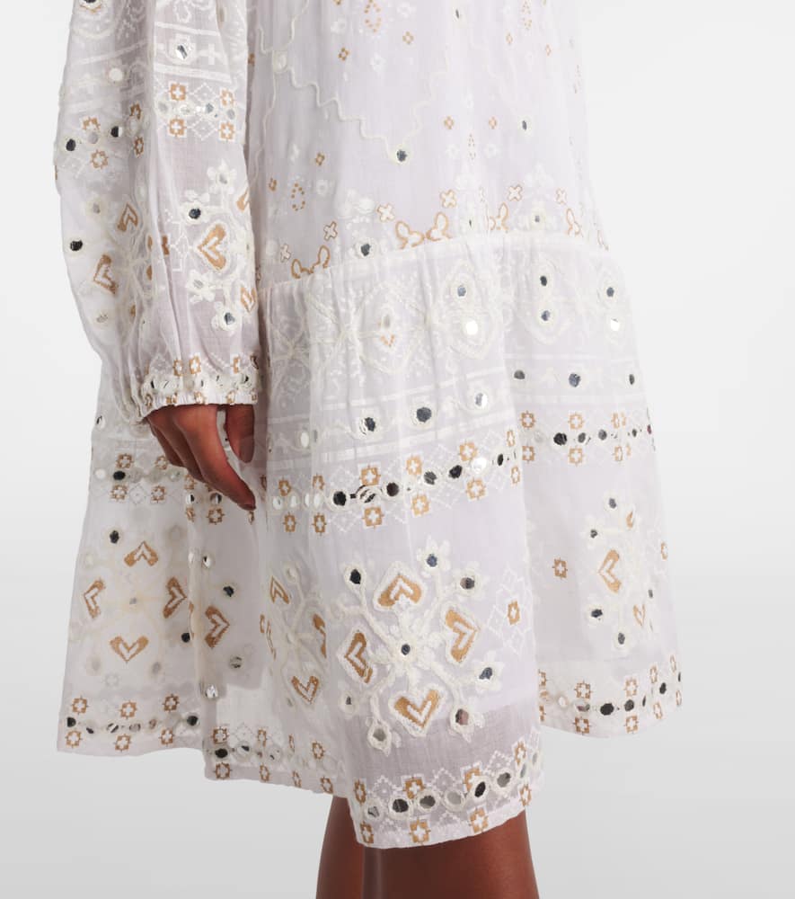 Juliet Dunn Embroidered cotton minidress