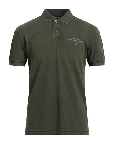 Man Polo shirt Military green Size S Cotton