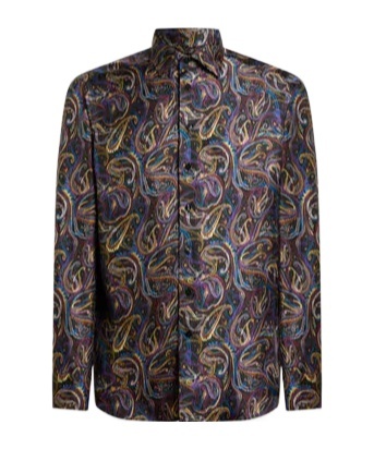 Metallic Paisley Motif Satin Shirt