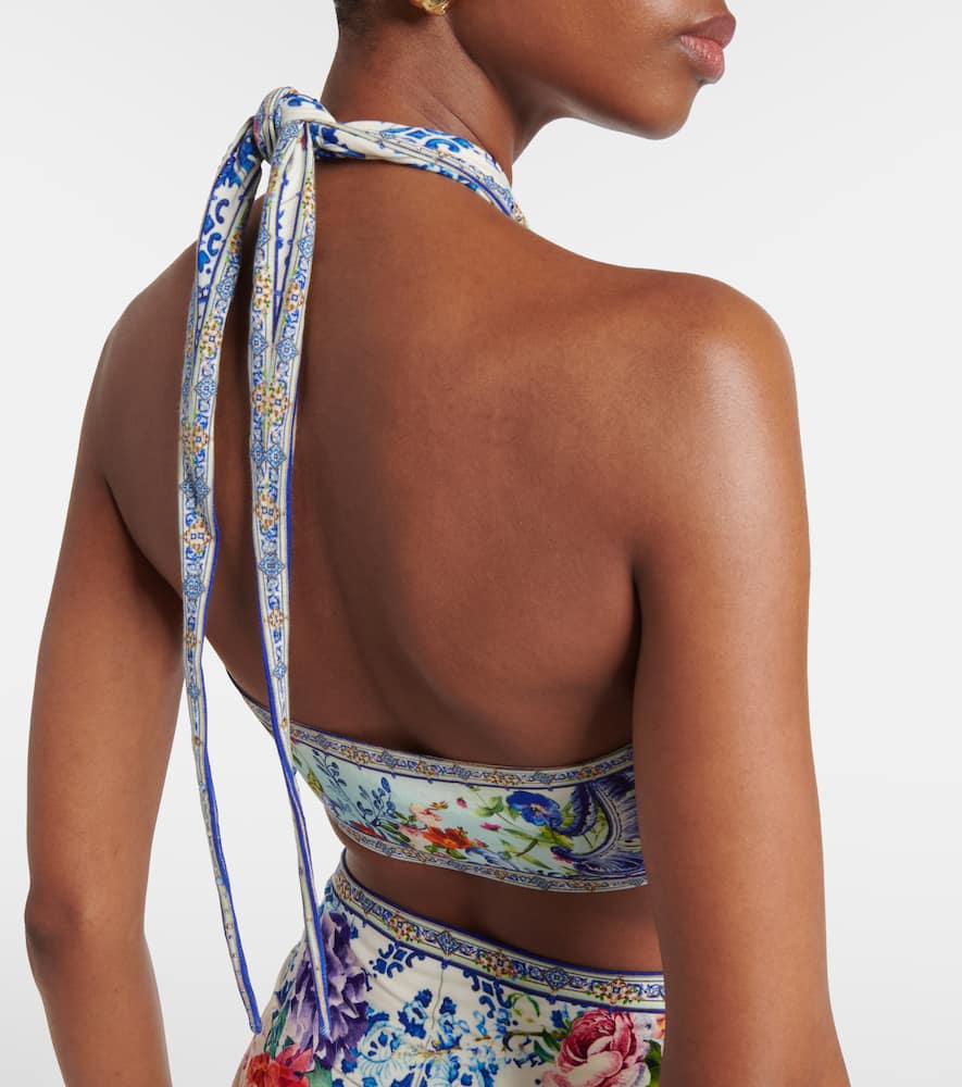 Camilla Crystal-embellished halterneck wrap top