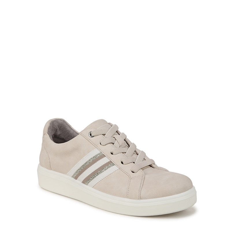 Happy Friday Lace Up Sneakers (Beige Stretch Faux Leather)