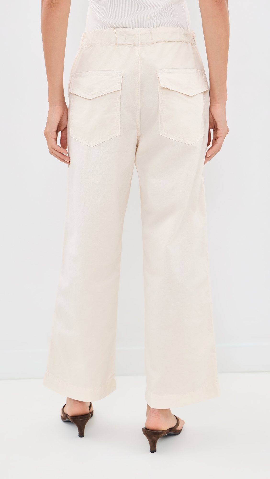 Easy Drawstring Slouch Crop Trousers Bone