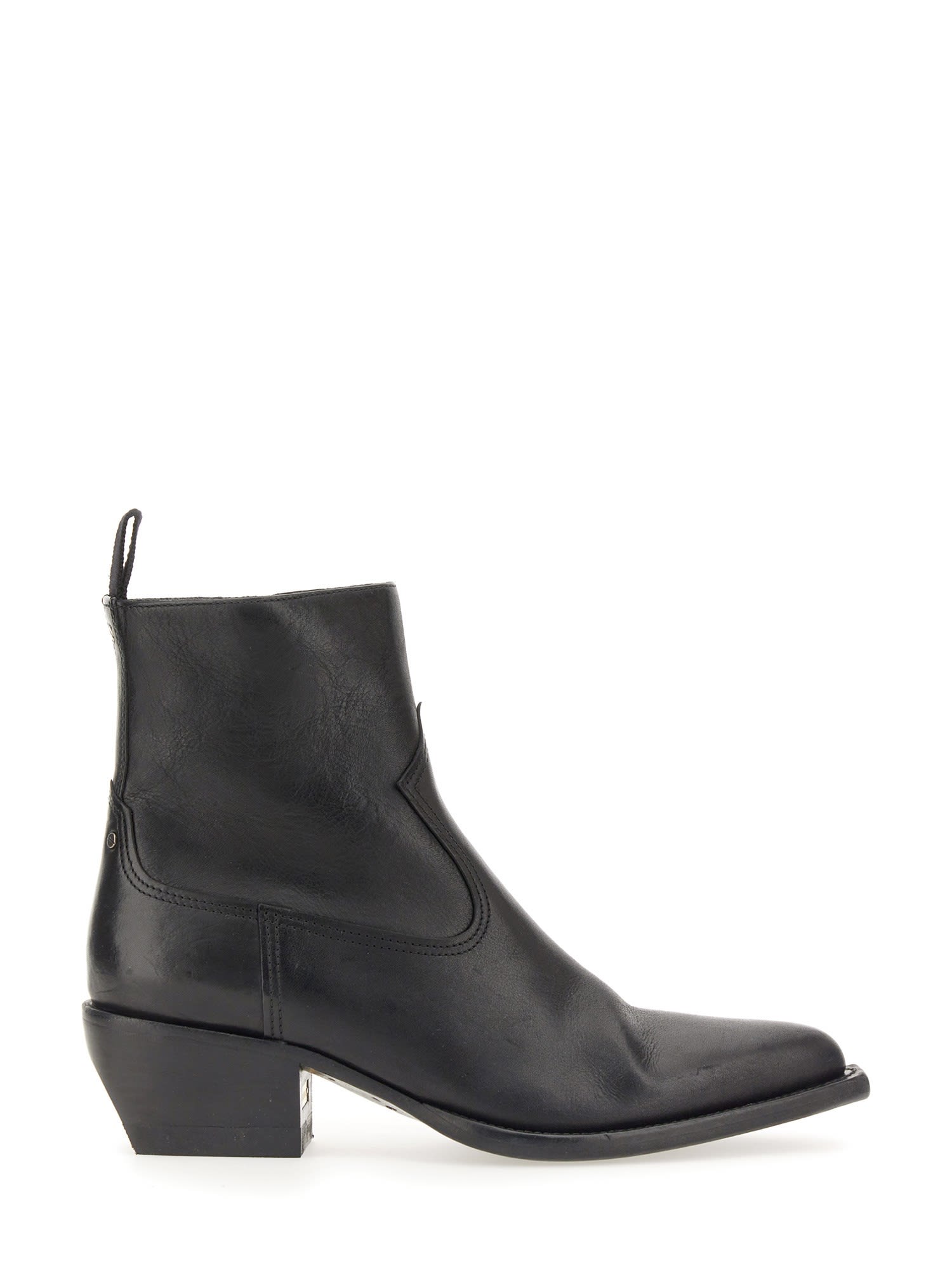 Debbie Texan Ankle Boots In Black Leather