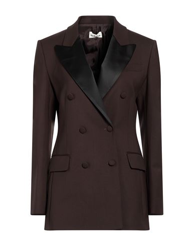 P. a.r. o.s. h. Woman Blazer Dark brown Size L Virgin Wool, Elastane