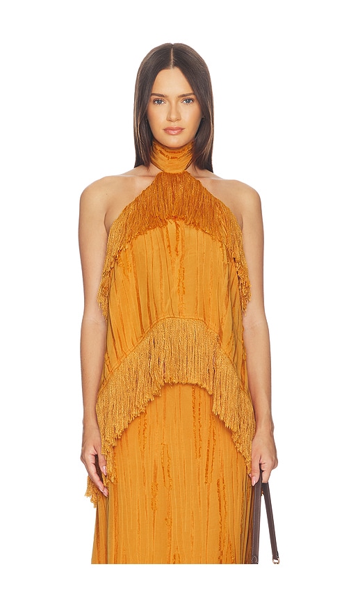 Yellow The Label Jones Fringe Top in Orange. L. Also in