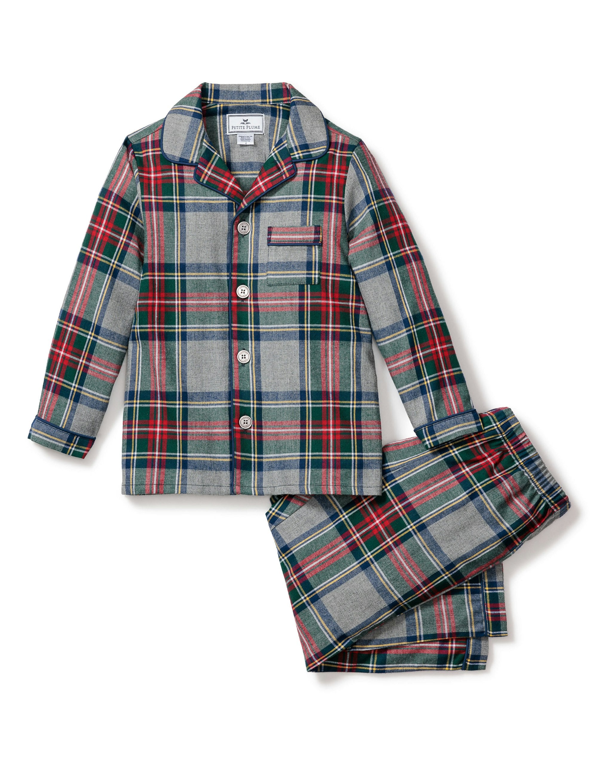 Kid's Brushed Twill Pajama Set in Westminster Tartan
