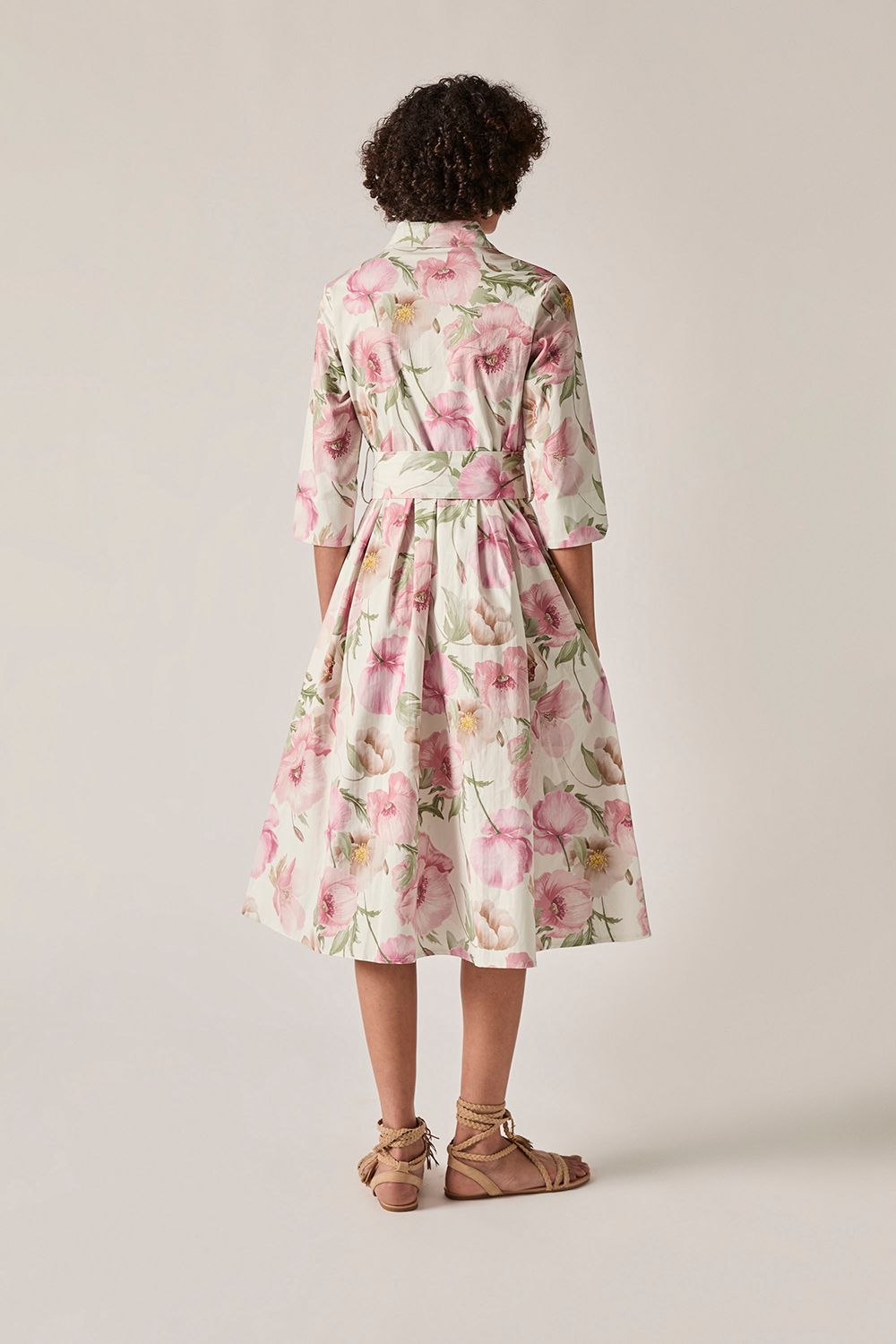 James Lakeland Women's Pink Bloom Cotton Midi Dress in Pale Pink