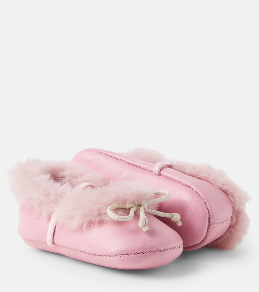 PèPè Baby Shearling-lined leather ballet flats