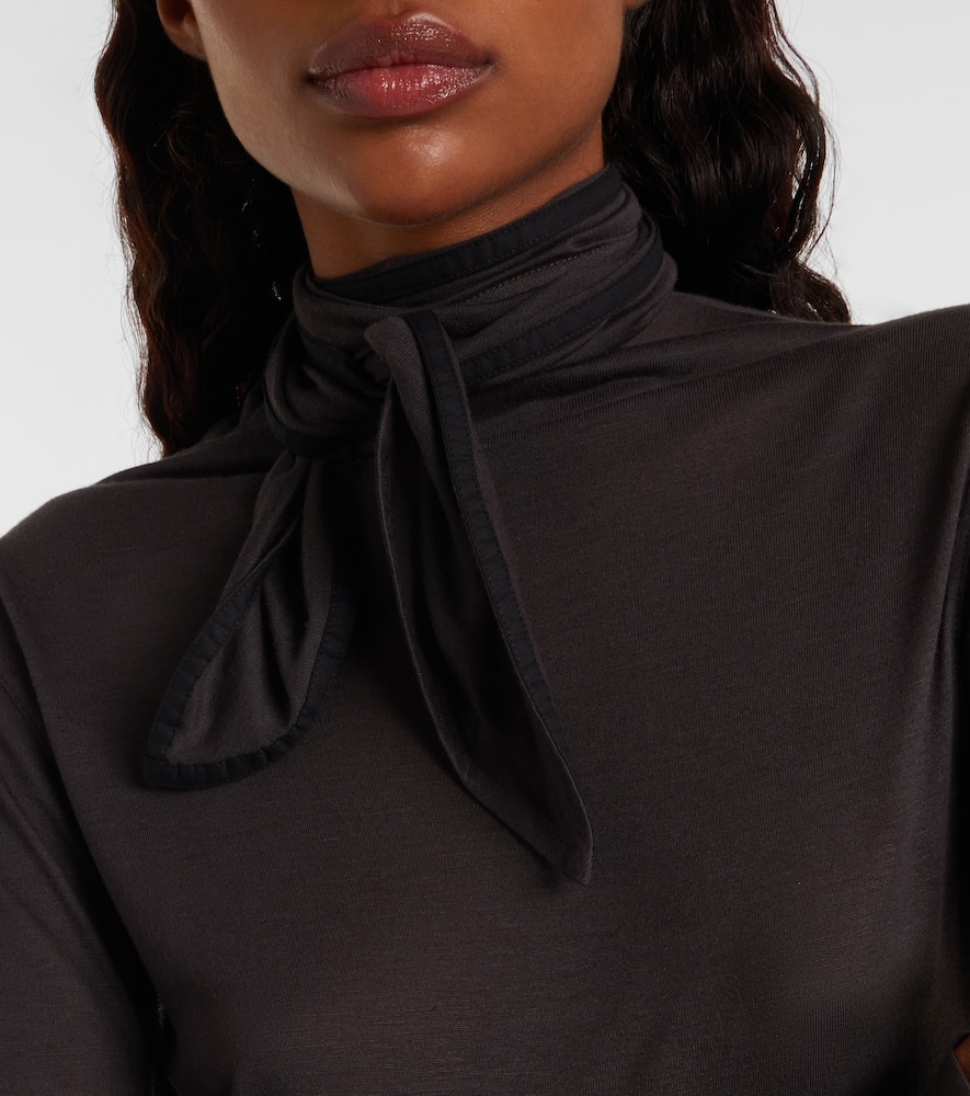 Tie-neck jersey top
