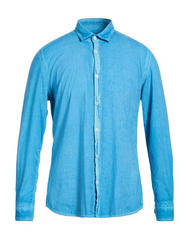 Patrizio Piscaglia Man Shirt Azure Size 15 ½ Cotton