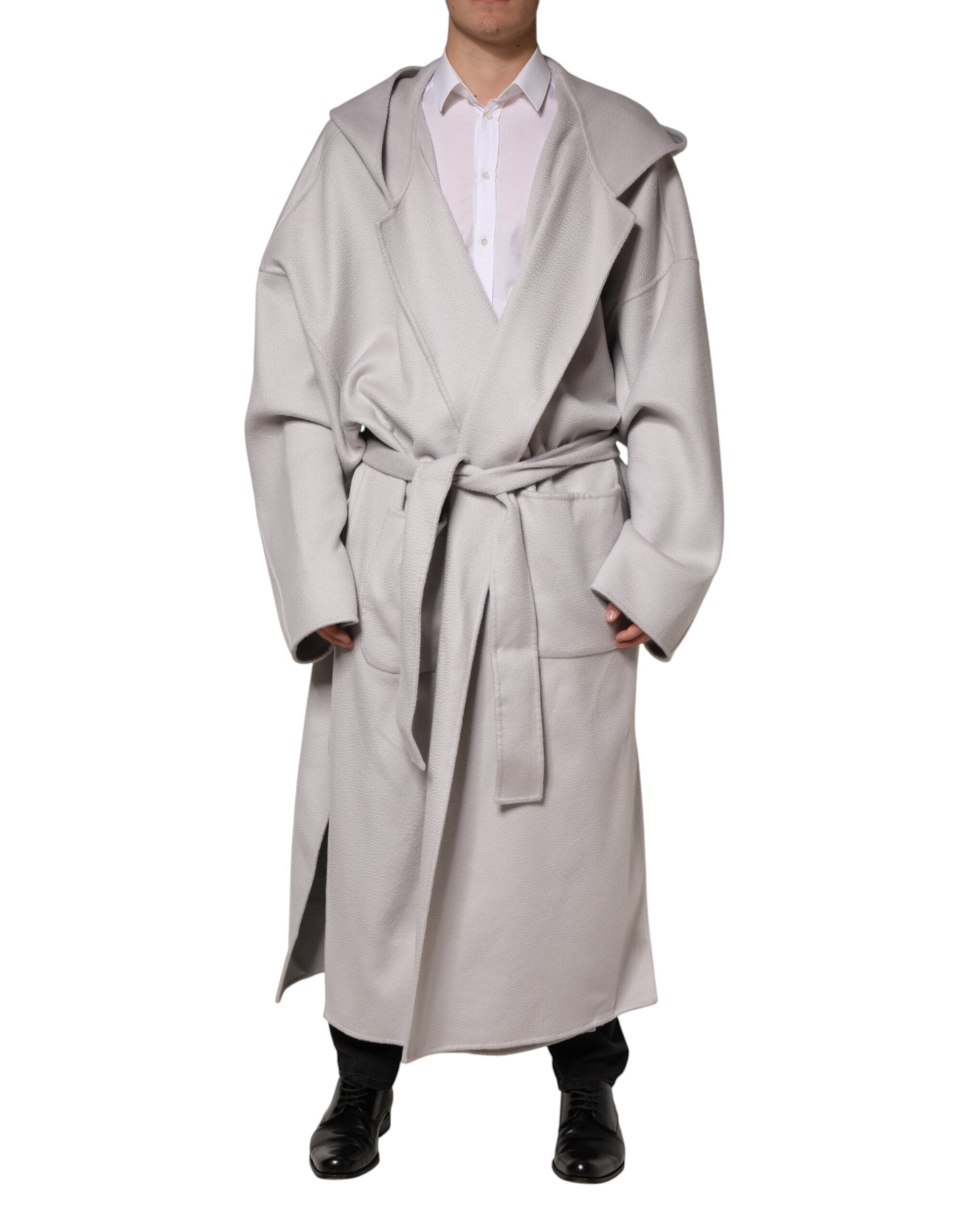 Cashmere Belted Trench Coat — White