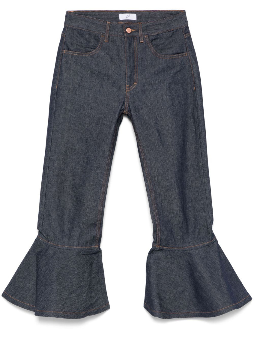 Dark Blue Petal Leg Jeans
