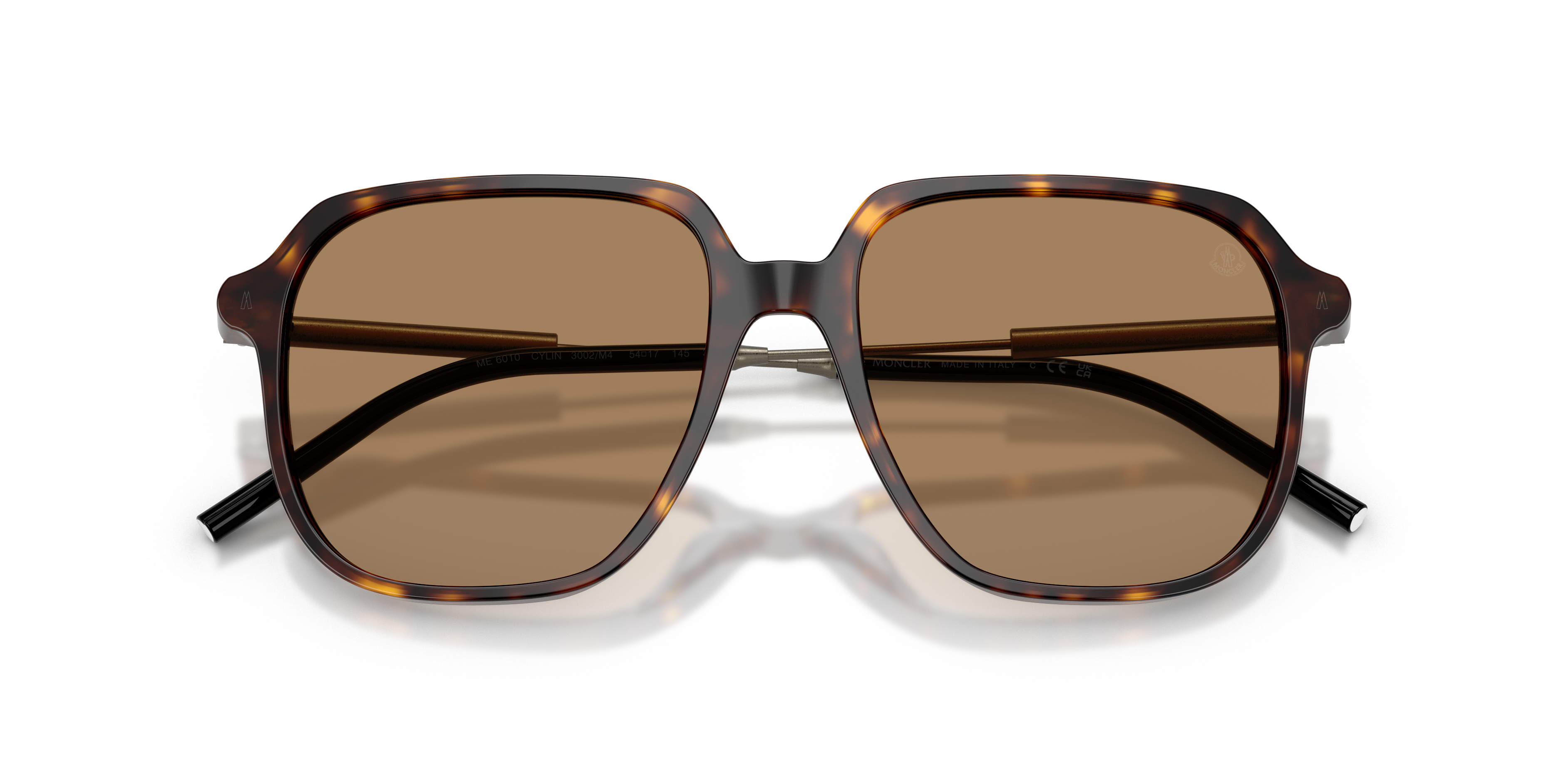 Moncler Unisex Moncler ME6010 CYLIN 3002M4 Sunglasses Acetate Turtle Brown Pilot Photochromic