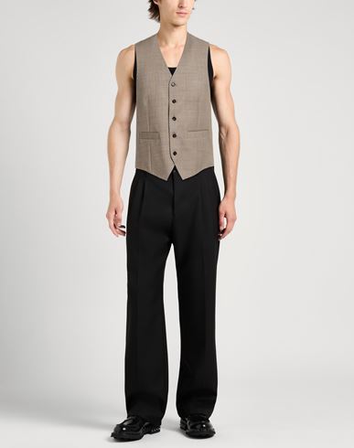 Man Tailored Vest Taupe Size S Virgin Wool, Elastane