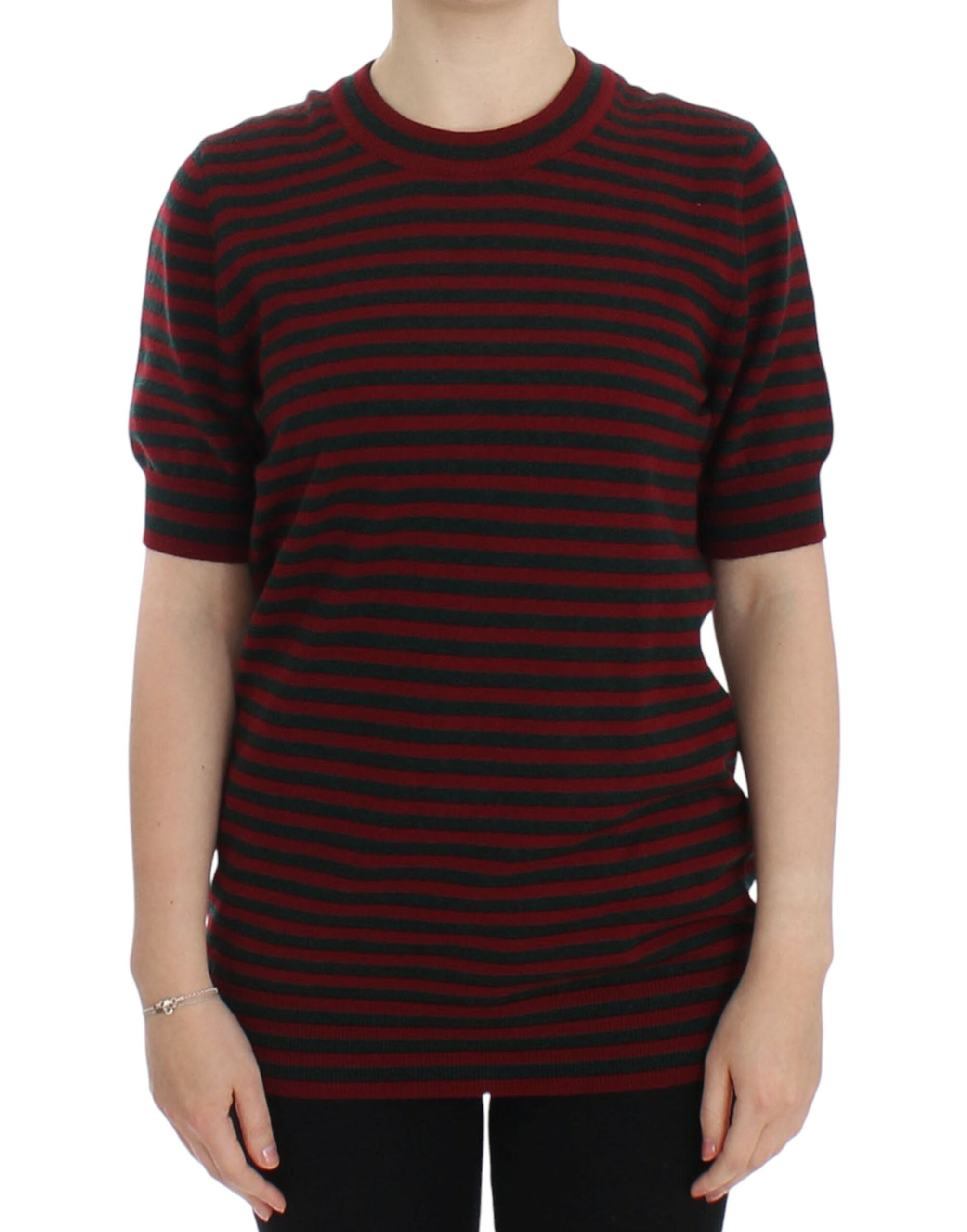 Striped Cashmere Sweater — Red