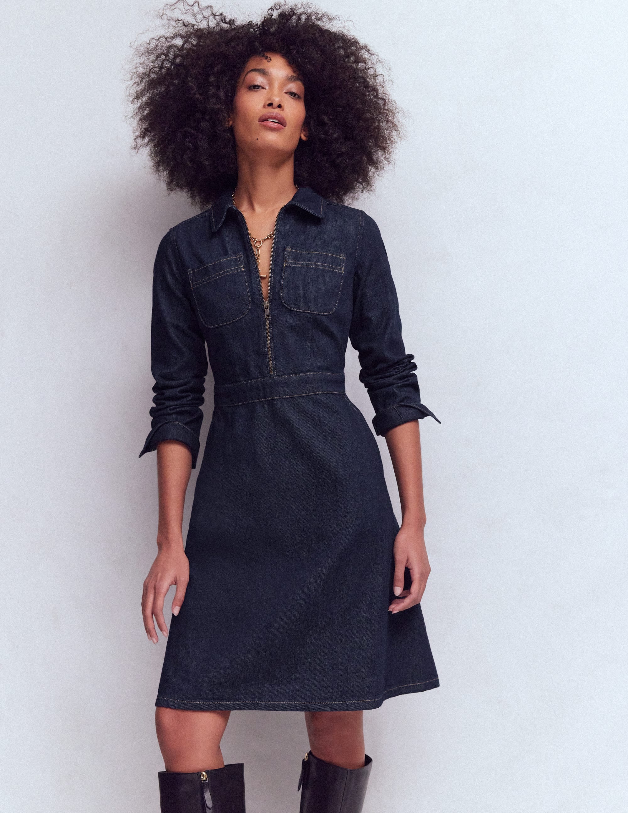 Women's Flippy Denim Shirt Dress in Blue | Size 0