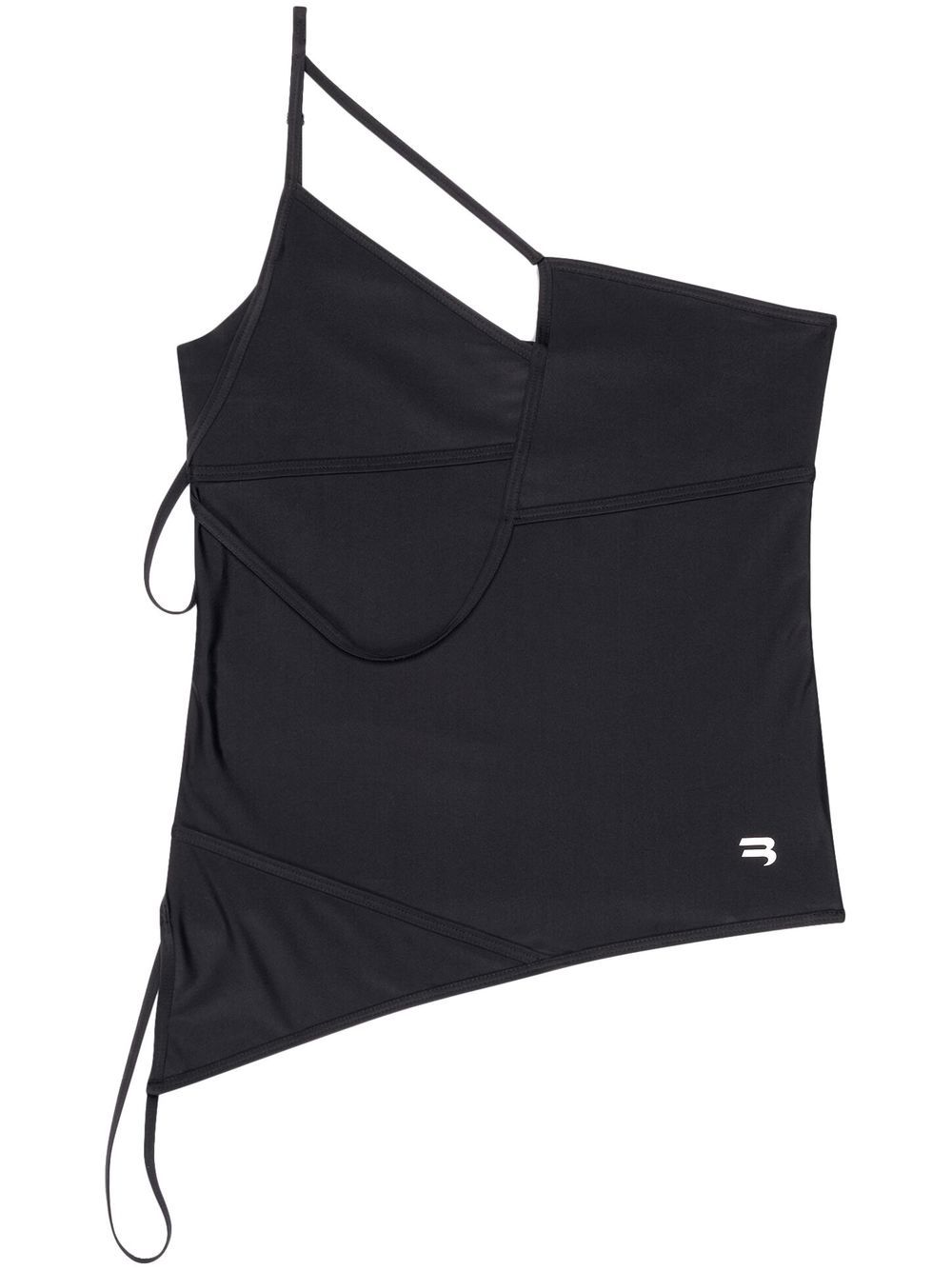 Asymmetric strap-detail tank top - Black