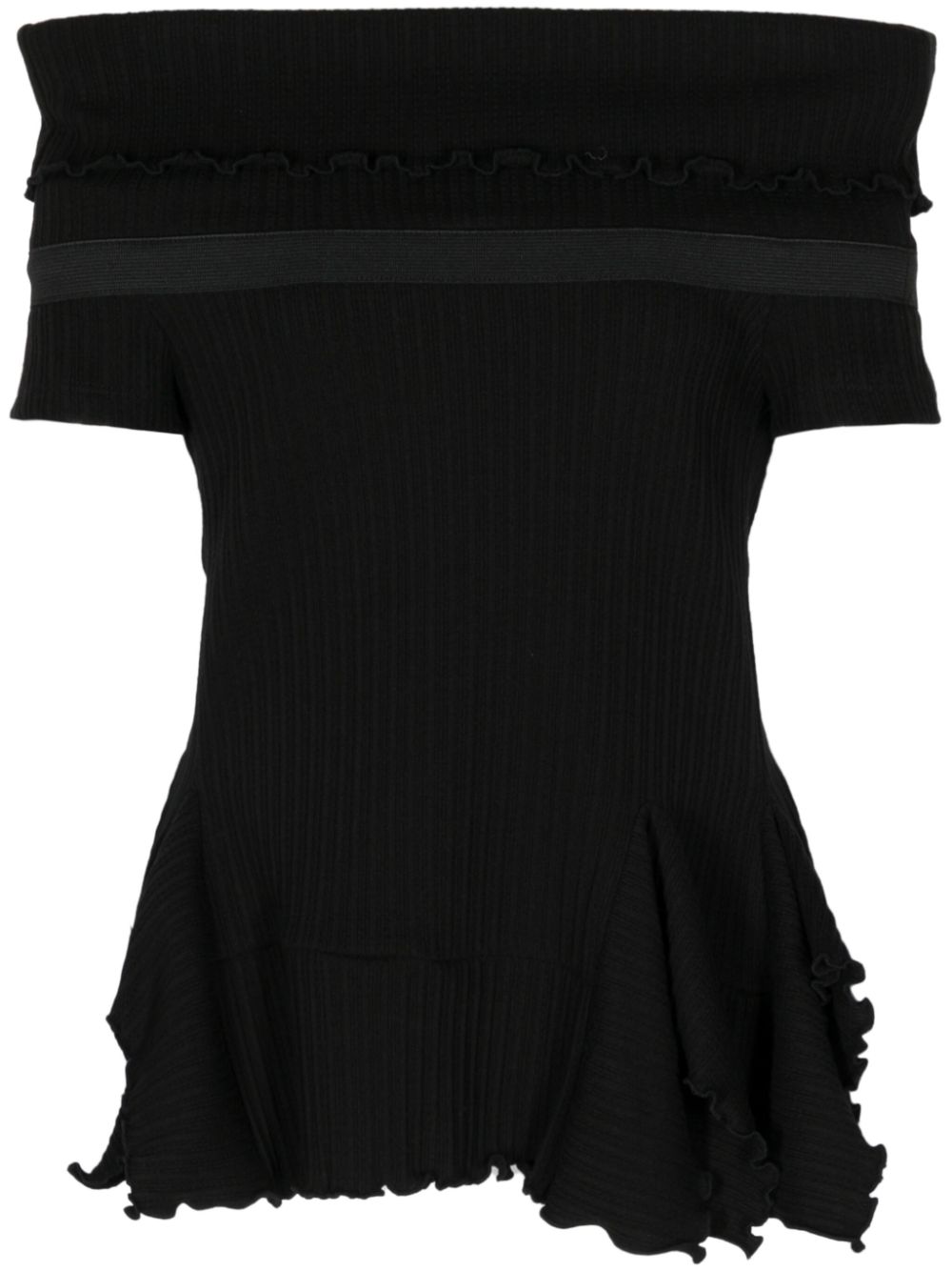 Off-shoulder cotton-blend top - Black