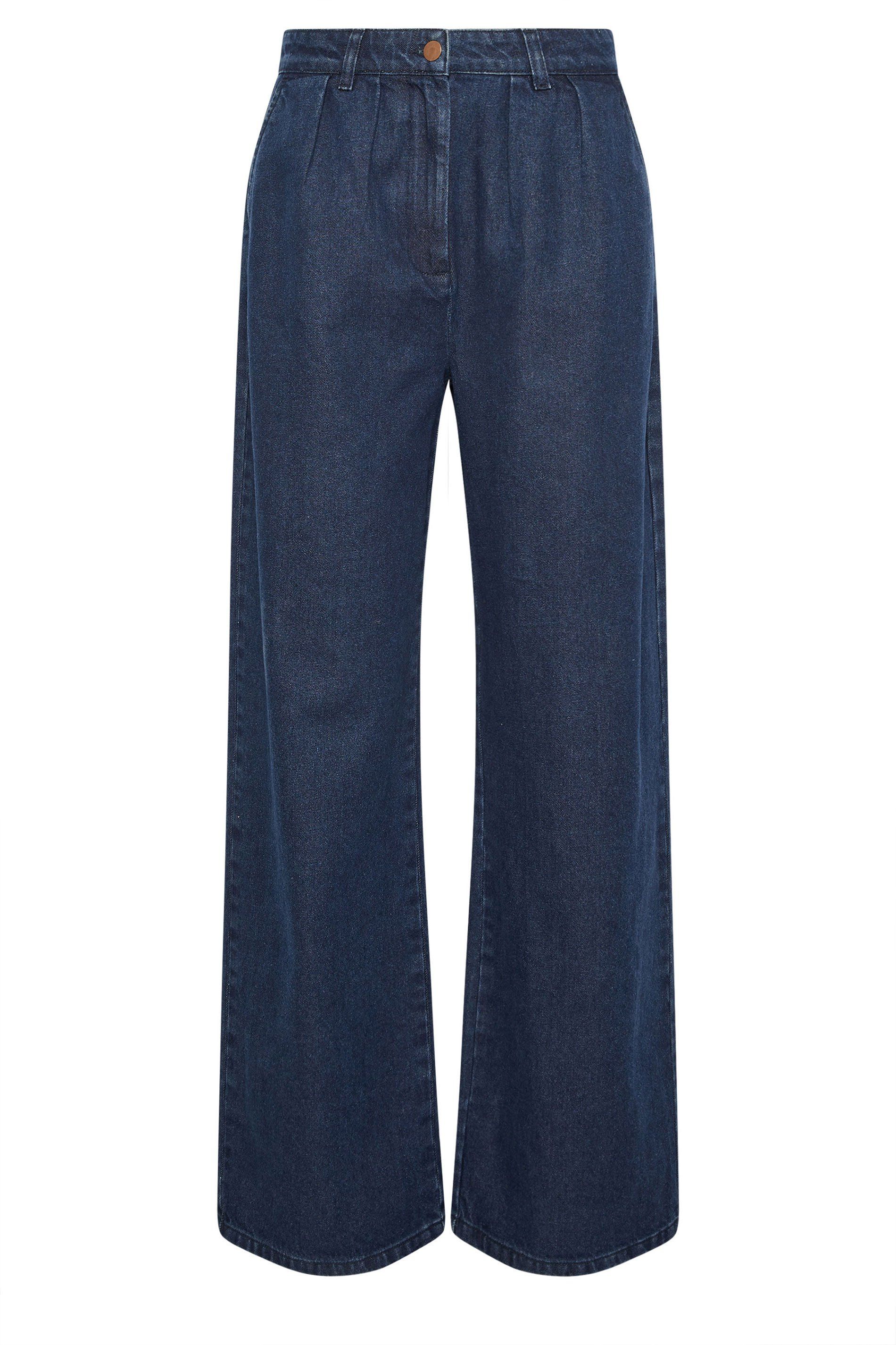 Long Tall Sally Tall Pleated Wide Leg Jeans In Indigo