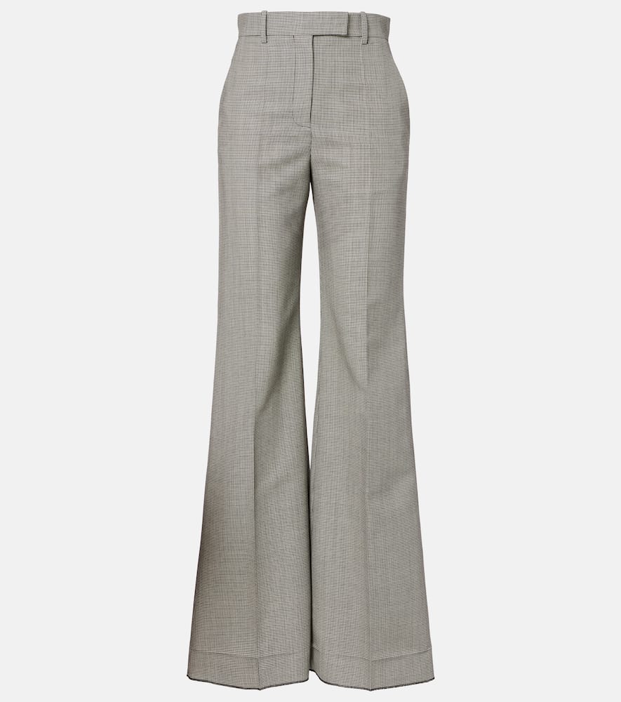 Checked wool and mohair wide-leg pants