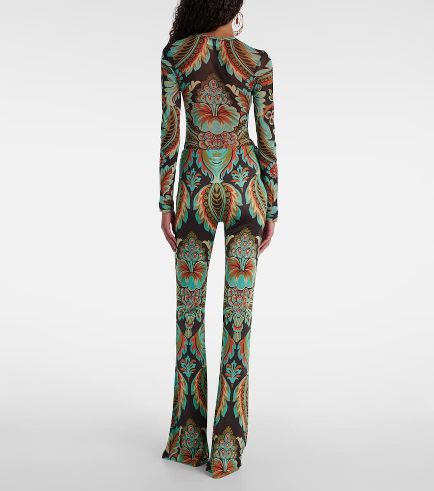 Printed crêpe jersey flared pants