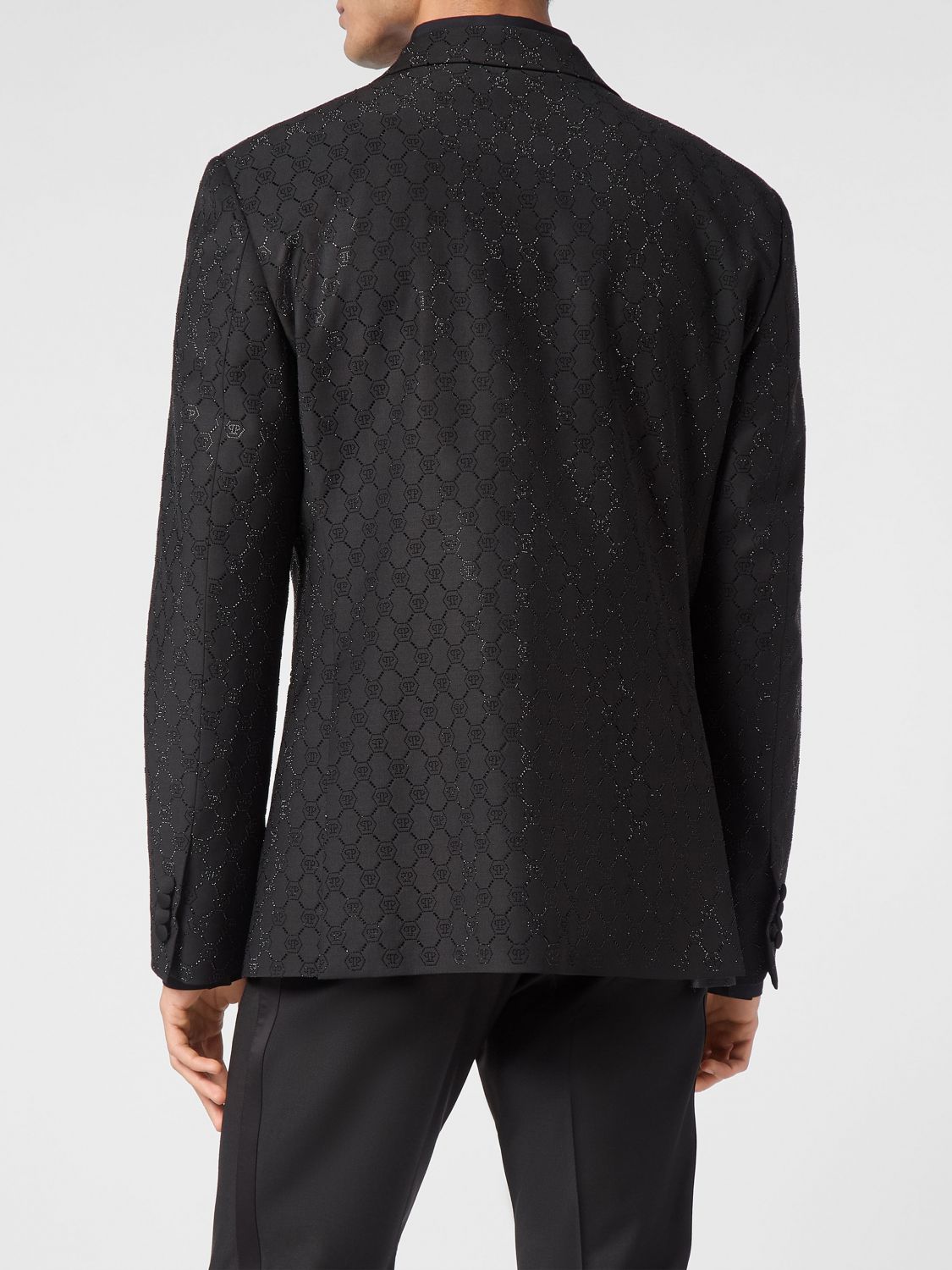 Monogram-pattern blazer - Black