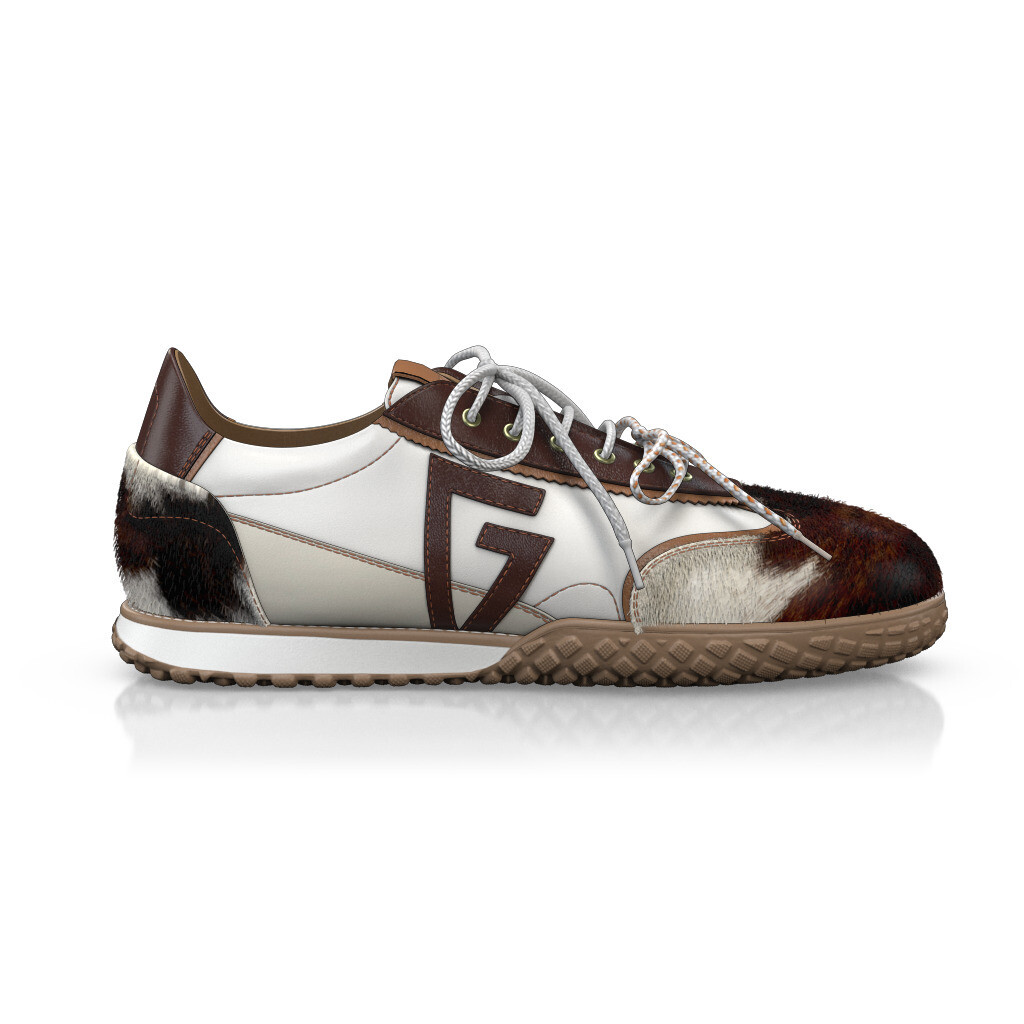Baskets rétro running Femme Faites main en Italie en Cuir Blanc - Sur Mesure, Petit - GIROTTI
