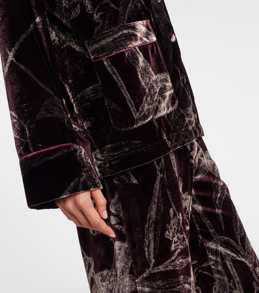 Floral satin pajama shirt