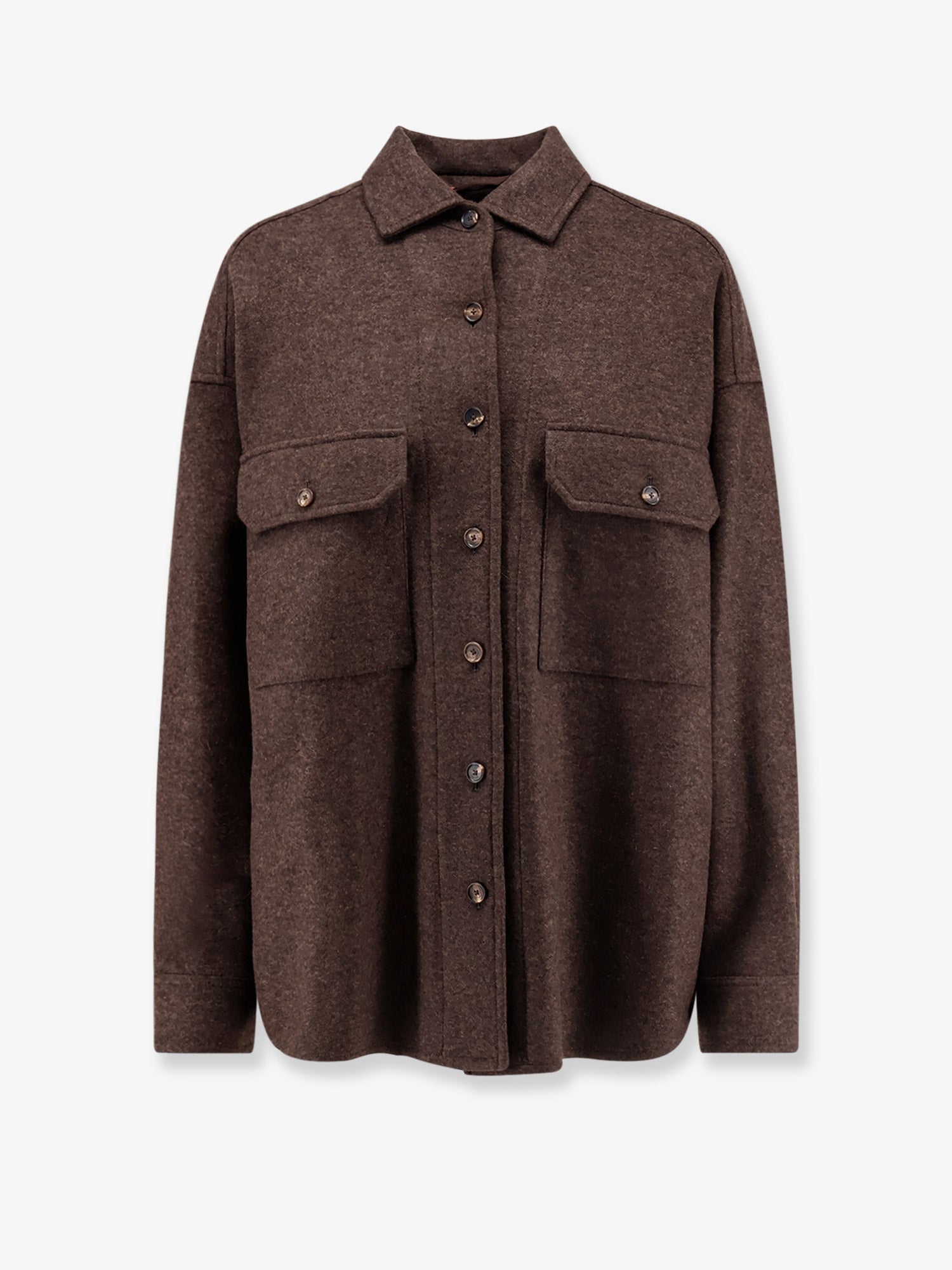 Stretch Cashmere Overshirt — Brown