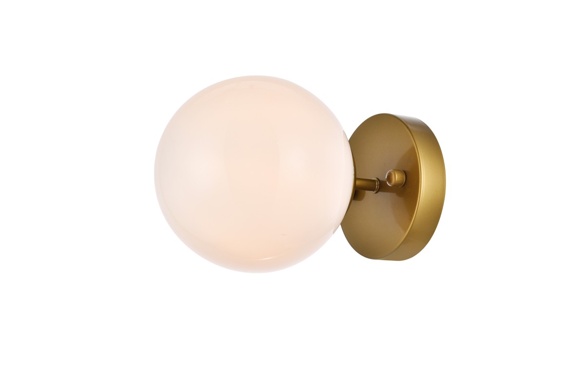 Brass And Frosted White One Light Flush Mount from the Mimi Collection