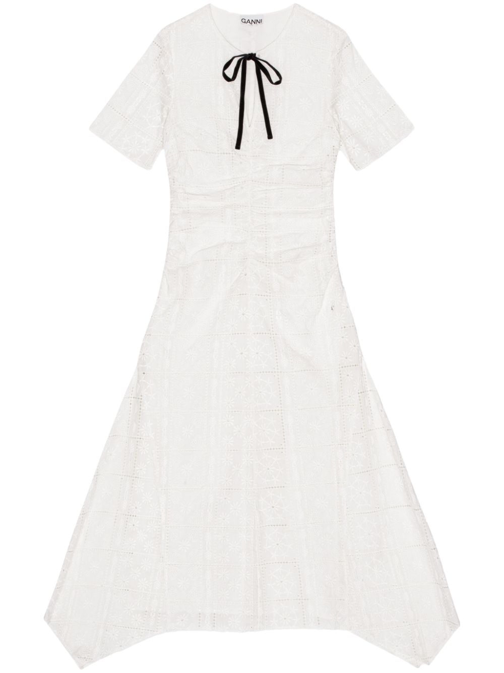 Embroidered midi dress - White